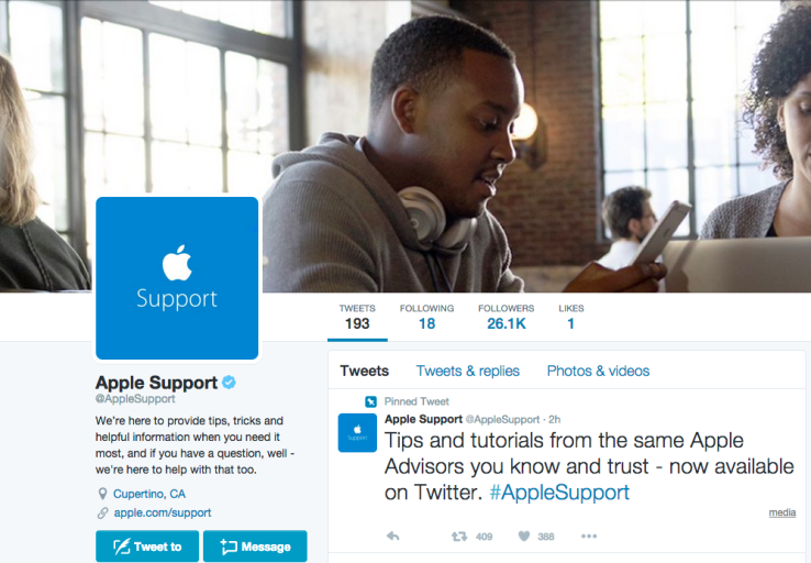 Apple creates a general support channel on Twitter