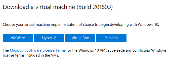 Microsoft updates ready-to-run Windows 10 virtual machines for developers