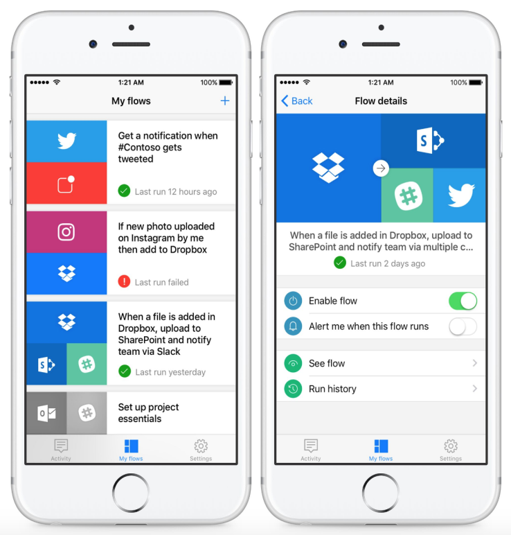 Microsoft Flow, a tool for managing workflows, launches on iOS