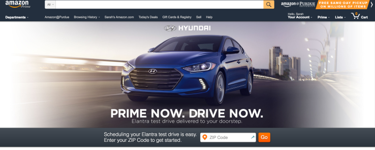 Amazon’s Prime Now service starts delivering test drives from Hyundai