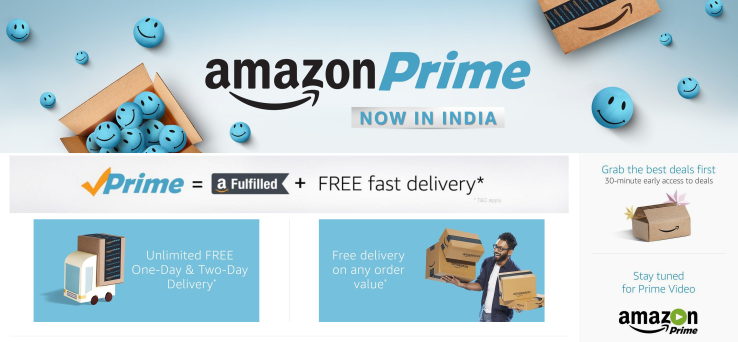 Amazon Prime launches in India, initially without Prime Video service