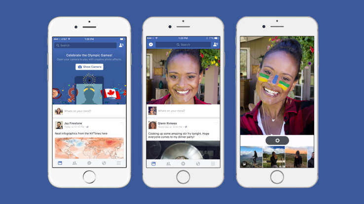 Facebook tests MSQRD selfie filters and opening your camera atop feed