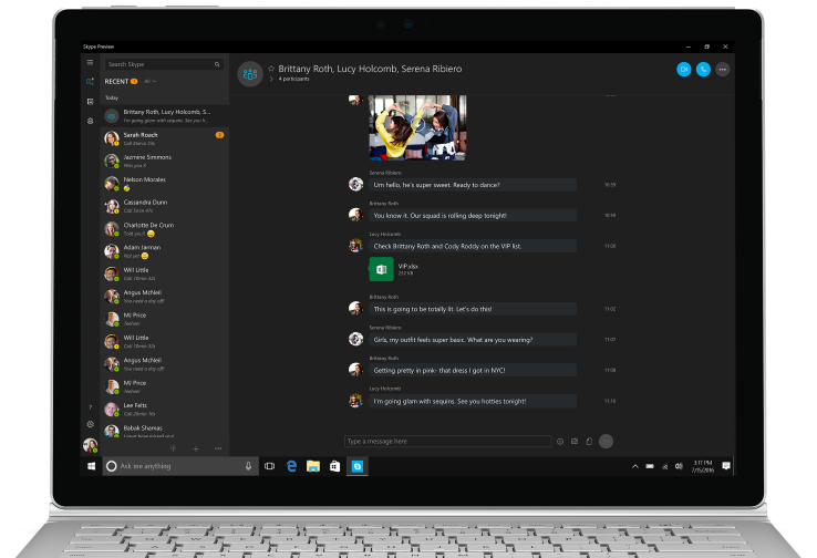 New Skype Preview rolls out with Windows 10 Anniversary Update, offering a dark theme, OS integration