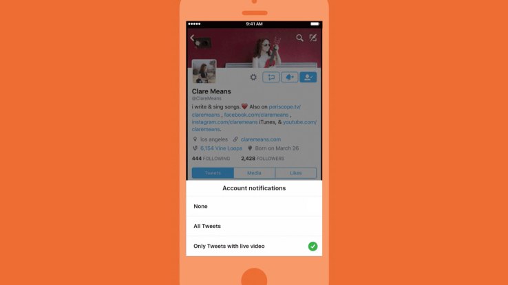 Twitter can now alert you when someone you follow starts live streaming