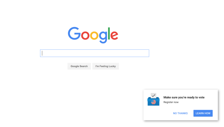 Google is running home page ads pushing people to get registered to vote