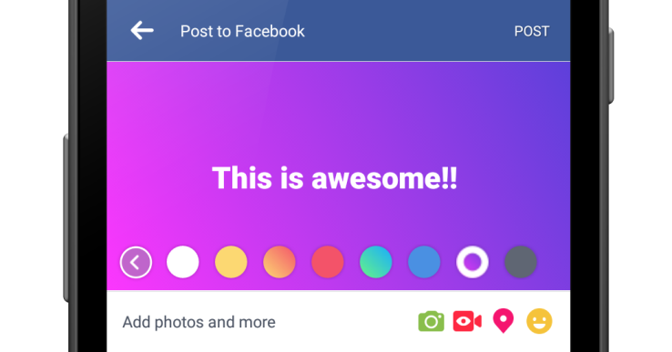 Facebook encourages text statuses with new colored backgrounds