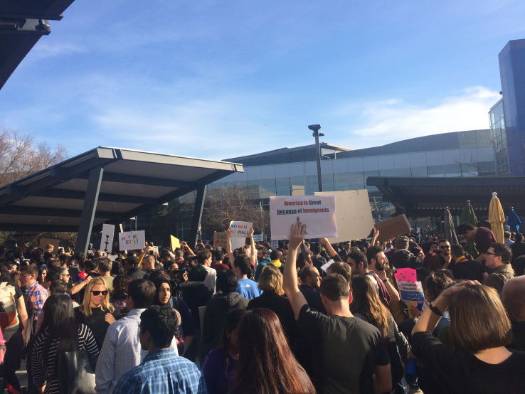 Google employees rally against Trump’s immigration ban