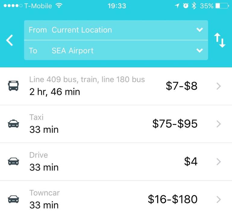 TripIt Navigator: Detailed transportation options for business travelers