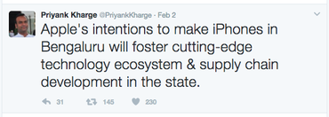 Indian minister says Apple will start making iPhones in Bangalore