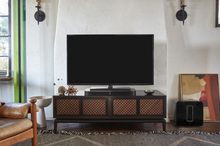 The Sonos Playbase sits comfortably under your TV