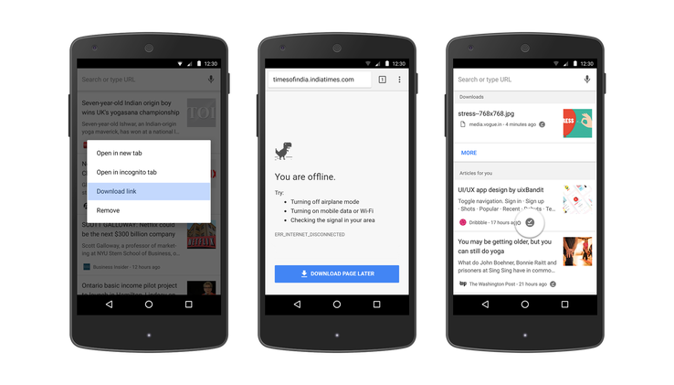 Offline content gets a boost in the new version of Chrome for Android