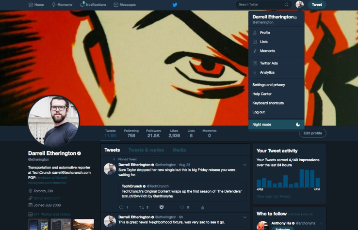 Twitter brings its dark ‘Night mode’ theme to the web