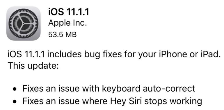 Apple releases iOS 11.1.1, fixes autocorrect bug on iPhones and iPads