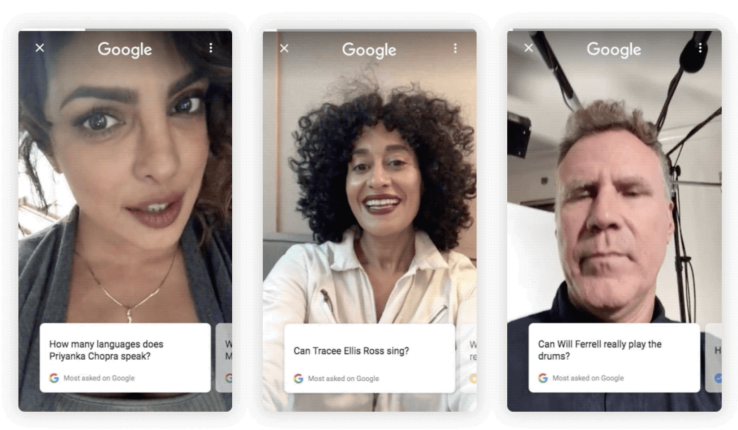 Google’s mobile search results now include videos of celebs answering your questions