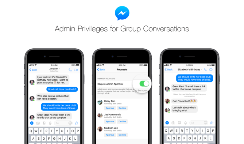 Facebook Messenger gets admin rights for group chats