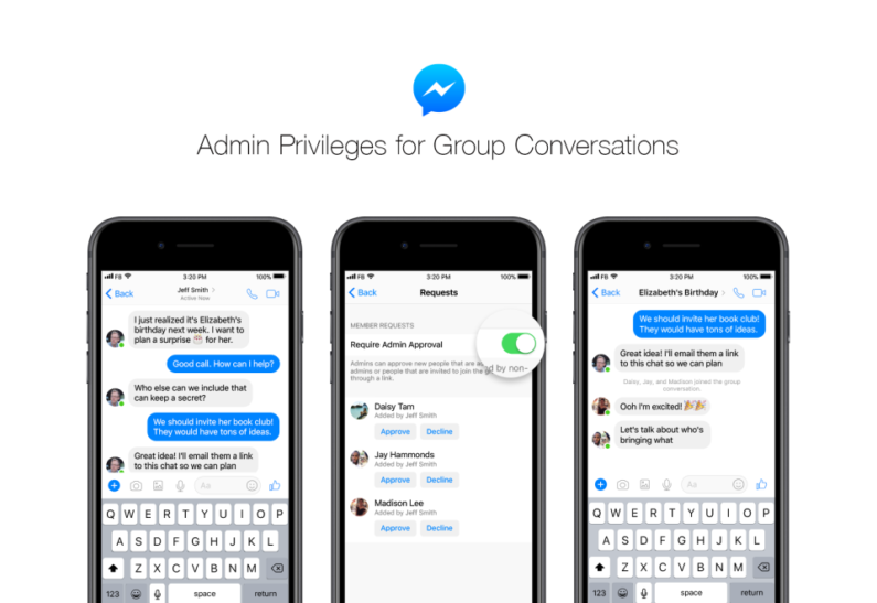 Facebook Messenger gets admin rights for group chats