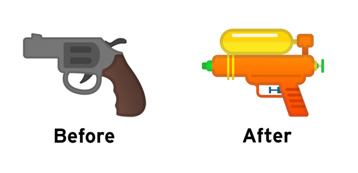 Looks like Google is changing Android’s gun emoji into a water gun