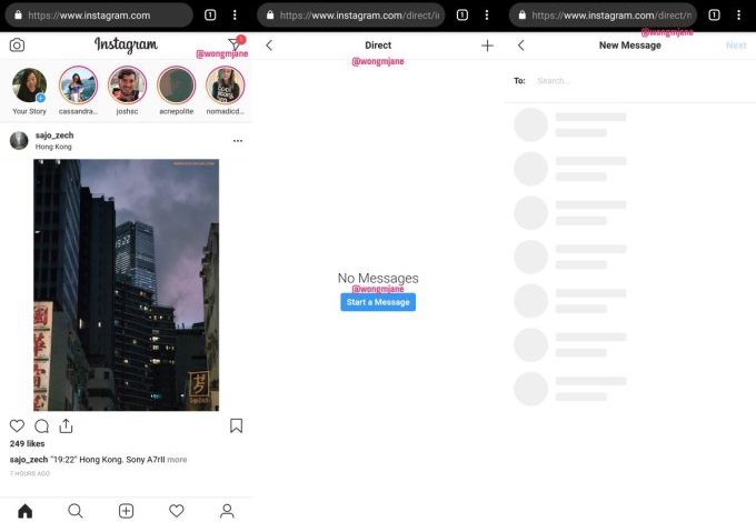 Instagram is now testing a web version of Direct messages