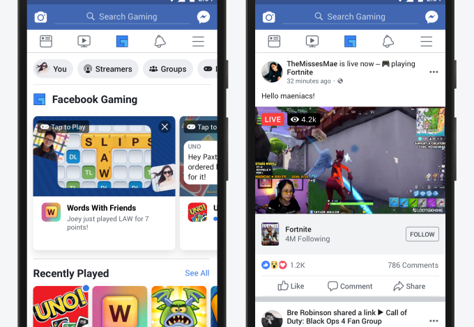 In a challenge to Twitch and YouTube, Facebook adds ‘Gaming’ to its main navigation