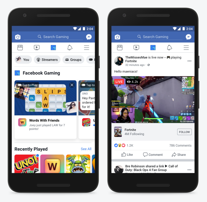 In a challenge to Twitch and YouTube, Facebook adds ‘Gaming’ to its main navigation