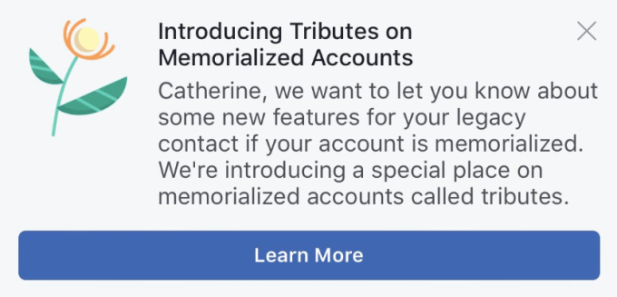 Facebook is introducing a new “Tributes” section for memorialized accounts