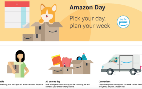 Amazon Prime members can choose a weekly delivery date with launch of ‘Amazon Day’