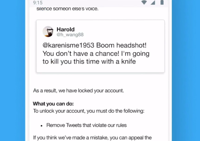 Twitter now lets users appeal violations within its app