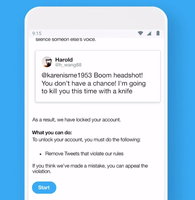 Twitter now lets users appeal violations within its app